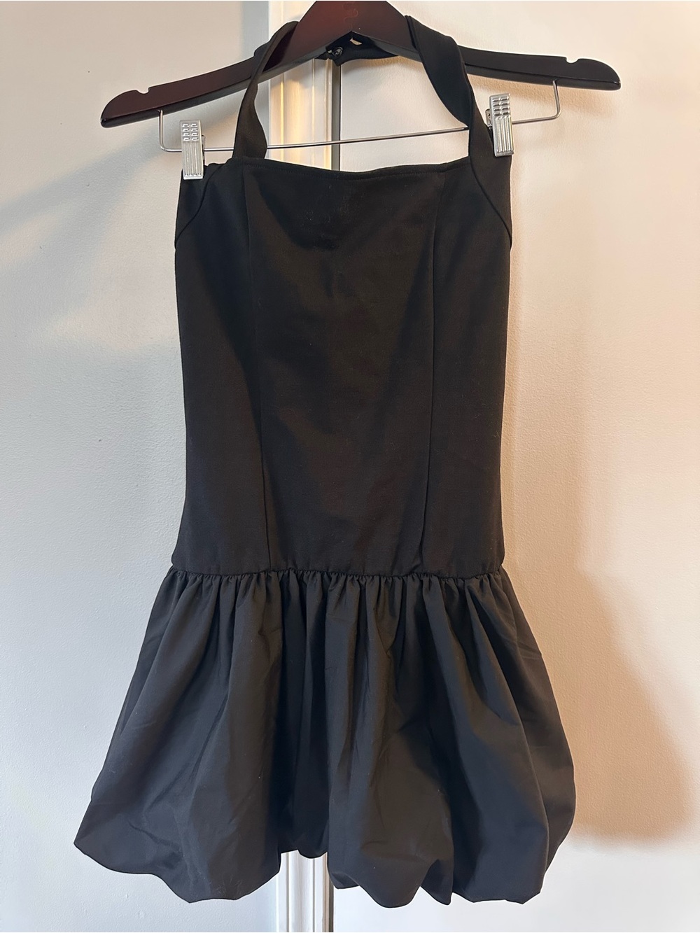 NWT Good Luck Gem Black Halter Bubble Hem Mini Dress